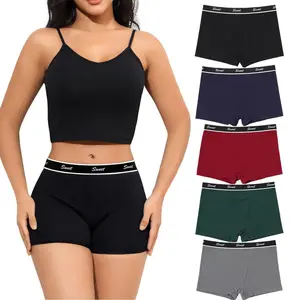 LEVAO 5 Pack Low Waist Women Panties Sweatpants, Stretch Boxer Shorts, Cotton Briefs Underwear for Ladies