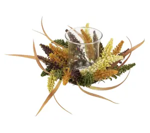 Northlight Harvest Pillar Candle Holder with Foliage 18" x 6"