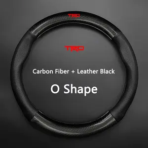 Carbon Fiber Leather Car Steering Wheel Cover Breathable Anti Slip Cover For Toyota TRD Logo Corolla Chr Avensis Yaris Camry Racing