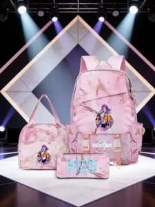 K-Pop Demon Hunter Backpack Set with Lunch Bag + Pencil Case, Cute Mermaid Scales Girl Schoolbag, Lightweight Travel Laptop Backpack