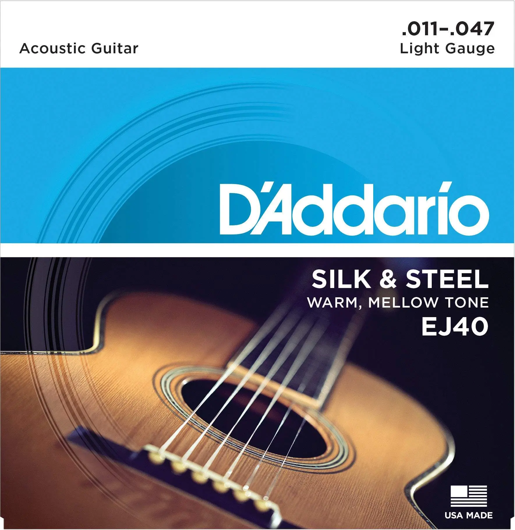 D'Addario EJ40 Silk & Steel Folk Guitar Strings, 11-47 D'Addario EJ40 Silk & Steel Folk Guitar Strings, 11-47