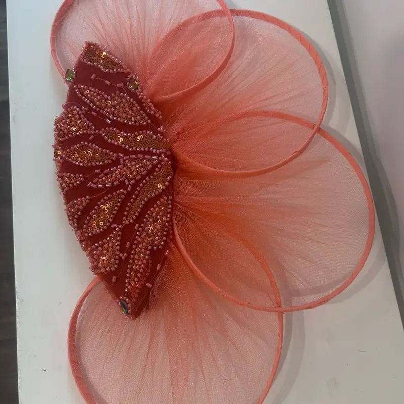 Bridal Fan with Black Tulle and Beaded Centerpiece for Wedding Accessories
