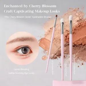 GUOXIAONIU Professional Animal Hair Eyeshadow Brush Set, Soft Cosmetic Brushes, Flat Head Eye Makeup Brushes for Detailed Smudging, Sakura Design