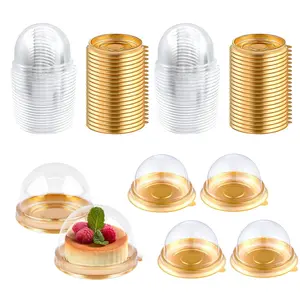 200PCS Mini Cupcake Containers Individual Clear Plastic Cupcake Boxes Muffins Cheesecake Pastry Dessert Mooncake Containers with Dome Lids for Wedding Birthday Party