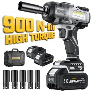 SOARFLY 900NM Electric Wrench For Automobiles, Car, Trucks, With 2x 4.0Ah Batteries, Fast Charger,  5 Sockets