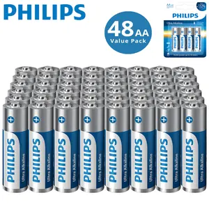 PHILIPS High Energy AA Batteries (48 Pack), Non-Rechargeable Alkaline Double AA Battery, 1.5 Volt Long-lasting Power, 10-Year Shelf Life for Household and Office Device