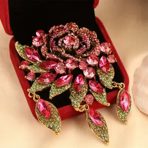 Baroque luxury beautiful heavy duty flowers colorful glittery design men women brooch pin