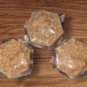 Oatmeal Milk & Honey Soap - Natural Product Image Shows Honeycomb Texture in Packaging