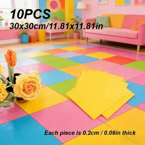 20 Pack Colorful Thick Vinyl Flooring Tiles, Self-Adhesive Easy Install, Waterproof Scratch Resistant Glossy Cleanable, Mosaic Pattern