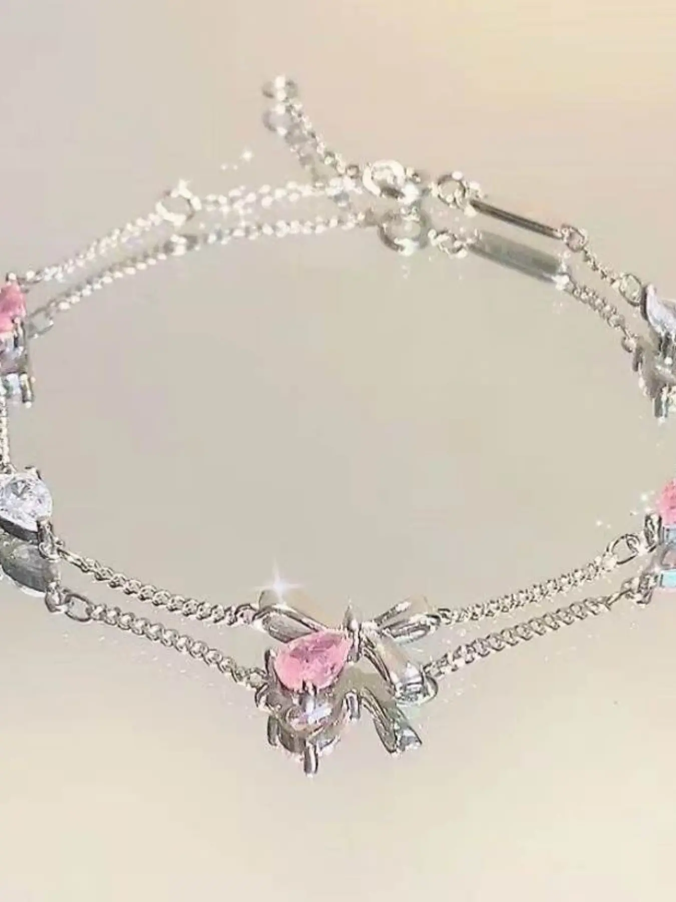 Zircon Sakura Bow Flower Design Bracelet for Women, Exquisite Trendy Bracelet, Elegant Light Luxury Style, High-Quality Cold Sense, Best Friend Gift Jewelry, Fashionable Bracelet, Pretty Bracelet, Fashion Bracelets
