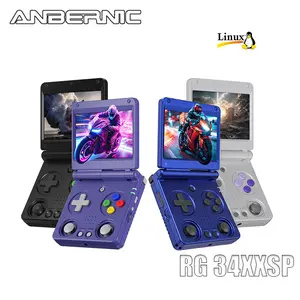 ANBERNIC RG 34XXSP Handheld Game Console 3.4-inch RG34XXSP Foldable Handheld Console Linux 64-bit System With Double Joystick Battery 3300mAH Children's Holiday Gifts Box Mini Digital Portable