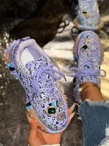 High-End Light Luxury Rhinestone Dad Shoes for Women, Trendy Spring 2026 Korean Style Breathable Casual Sports Shoes