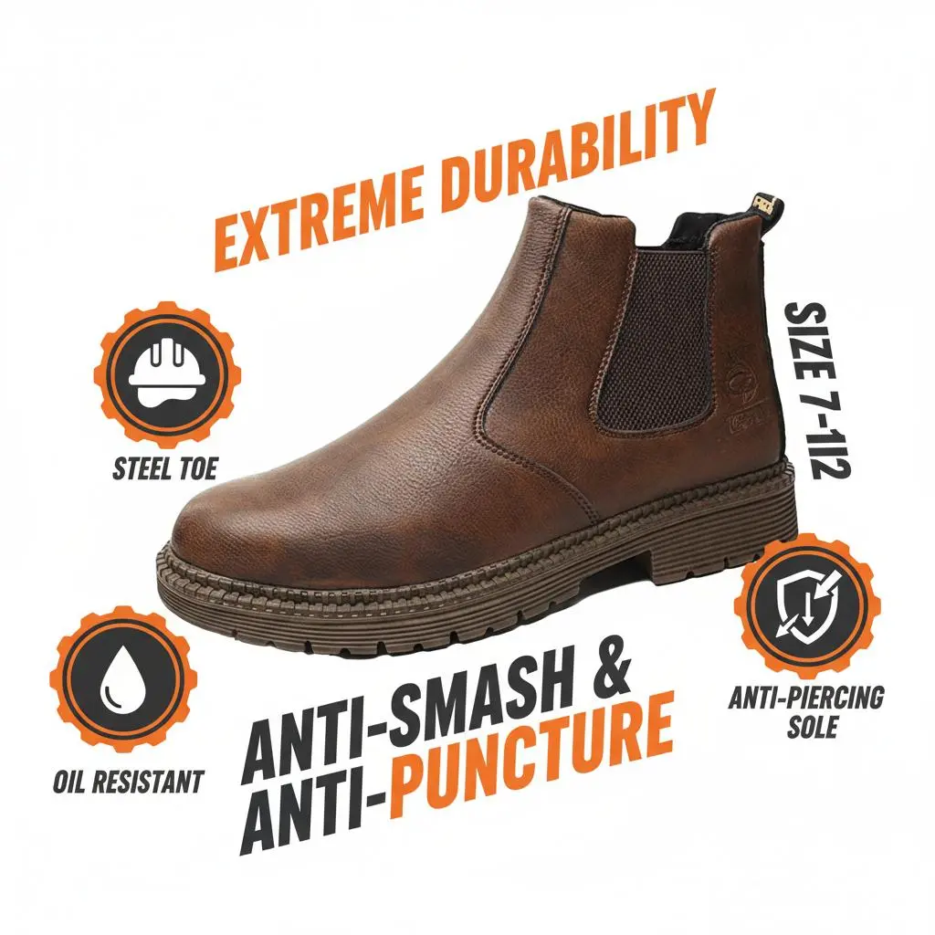 Armor Splash-proof Smash-proof Puncture-proof Breathable Safety Shoes Unisex Chef Work Shoe Waterproof Anti-slip Durable Outdoor Comfortable for Airport Baggage Handlers Ground Crew Security Guards Patrol Officers Men Women