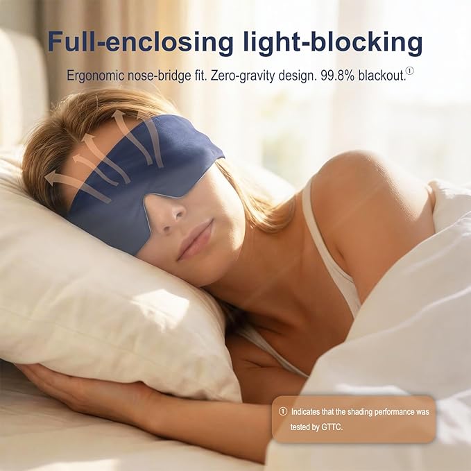 Cloud-Like Comfort Sleep Mask for Side Sleepers, Dual-sided Cooling Bamboo Fiber Eye Cover, Ear Protection Silent Strap Breathable Sleep Mask, Portable Travel Accessory & Nice Daily Gift summervibes
