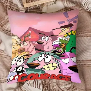 Courage the Cowardly Dog Pillowcase - Double-Sided Printed Cushion Cover with Zipper Closure, Machine Washable Polyester - for Living Room, Bedroom, Office Decor - for Birthday, Halloween, Christmas Presents