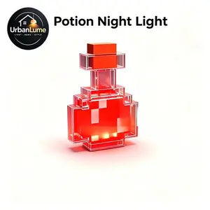 Pixel Style Glowing Potion Night Light, Color-Changing LED Lamp with Ambient Lighting & Desk Display Decor for Fans, Ideal for Bedroom & Game Room Setup