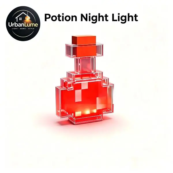 Pixel Style Glowing Potion Night Light - Color-Changing LED Lamp, Light-Changing Multicolor Battery-Powered Illuminated Novelty Lighting, Ambient Desk Decor for Fans, Ideal for Bedroom, Game Room Setup, Light-Changing Novelty Lighting Home Decoration Lamp