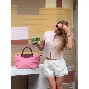 Women’s Summer Satin Shorts Fashion Elastic Waist Lace Hem Wide Leg Lounge Going Out Shorts