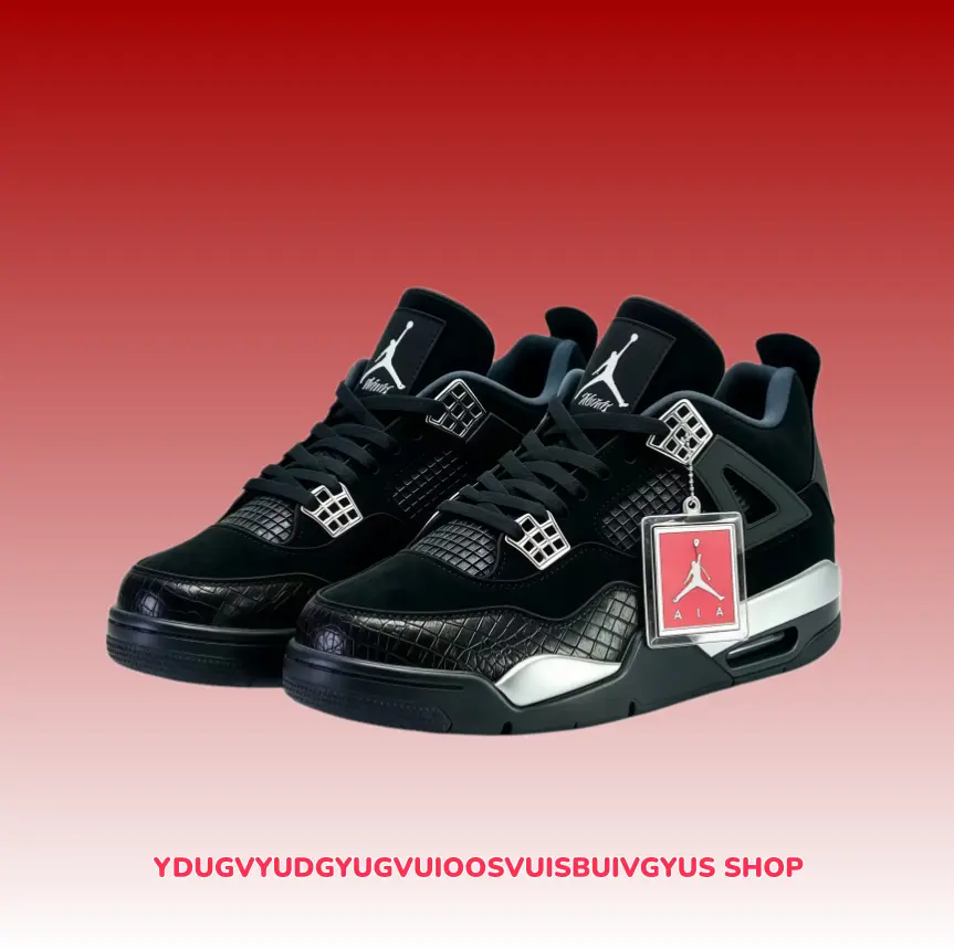 hollow mesh inserts basketball kicks, textured emboss glossy black metallic silver high-top, impact dispersion midsole & abrasion resistant bottom, with new shoe box, street outfit collocation moderate intensity workout daily matching outfits