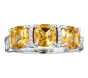 Affinity Gems 3-Stone Gemstone Cushion Band Ring, Sterling