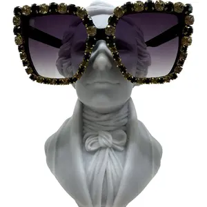 Black & Gold Oversized Studded Sunglasses