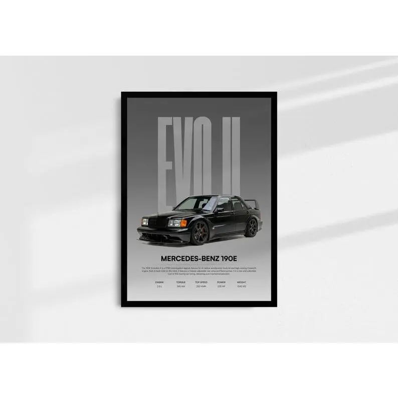 Mercedes-Benz 190E EVO II Print | Classic Car Poster, Product without frame