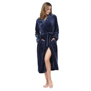 RONGTAI Women's Bathrobe Ladies Fleece Plush Warm Long Robes Fleece Nightgown Sleepwear