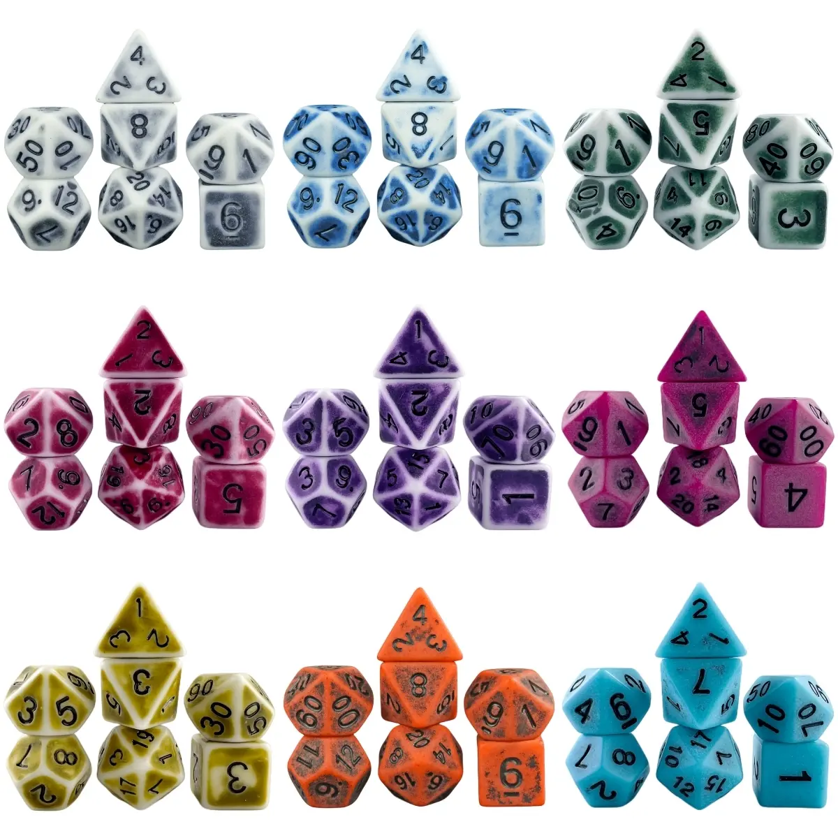 Vintage Dice Set, Multi-Sided Dice D4 D6 D8 D10 D% D12 D20, Perfect for Dungeons & Dragons Role-Playing, Magic Parties, Board Games