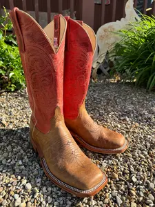 Anderson Bean Men's Natural Brahma Bison & Bryony Red Mad Dog Cowboy Boots 333628