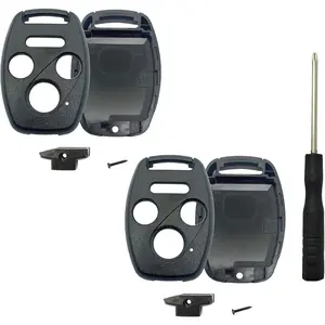 No Cutting Replacement Key Fob Shell fit for Honda 2003-2012 Accord 2005-2010 Civic 2005 2006 CR-V Pilot Ridgeline Oldyssey Keyless Entry Remote Key Fob Cover (2PCS)