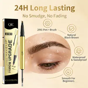 2-in-1 Micro-Fork Tip Eyebrow Pen with Clear Brow Gel,Long-Lasting Waterproof Microblading Eyebrow Pencil with Brush,Natural Defined Brow Makeup for All Skin Tones,Stay All Day Makeup Cosmetic