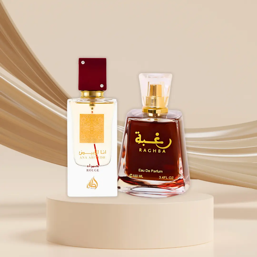 Lattafa Ana Abiyedh EDP 60ml & Lattafa Raghba EDP 100ml Luxury Date Night Perfume Bundle for Him & Her | TikTok Trending | Perfumes Arabia
