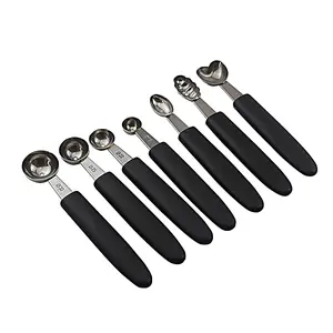 7Pcs Melon Baller Scoop Set Stainless Steel Ball Spoon Smooth Round Melon Balls Melon Scoop Watermelon Cantaloupe Scooper for Watermelon Ice Cream Fruits Sorbet(#1)