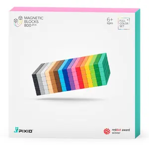PIXIO-800 Magnetic Blocks in 16 Colors | Magnetic Building Toy & STEM Construction Set + Free App