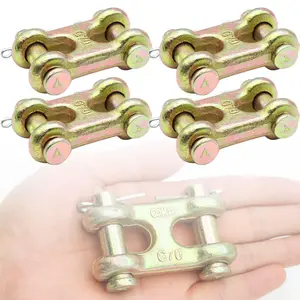 4 Pack 3/8 Inch Twin Clevis Link Alloy Steel Chain Repair Links for Safety Chains 3/8 Chain Link Connector Working Load Capacity of 6600 lbs