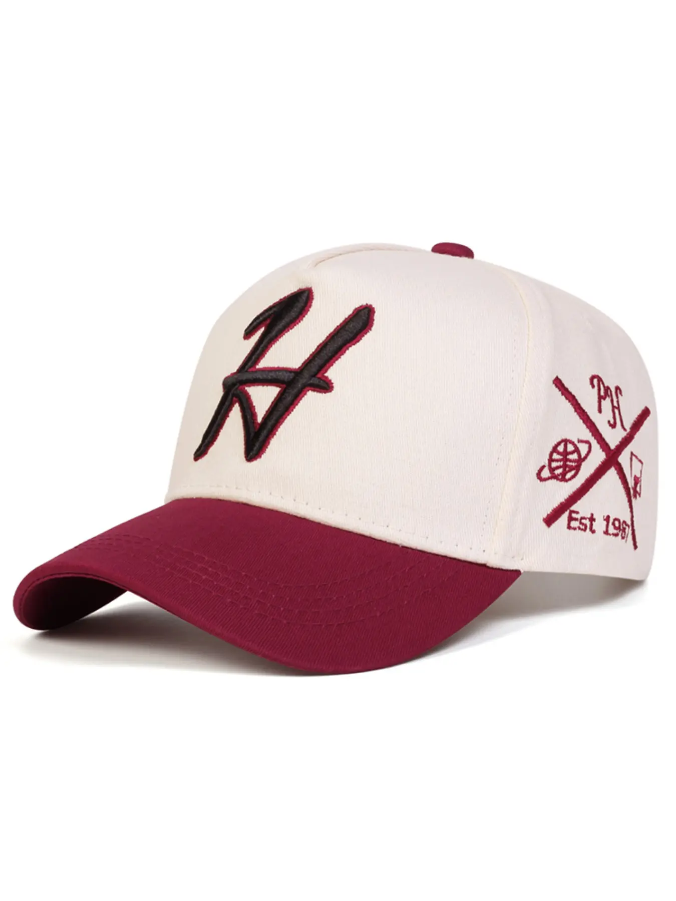 Youth H Flat Brim Cap, High-Quality Material, Adjustable Hat, Fashion Casual Headwear, Comfortable Fit All-Day Wear, Stylish Sports Hat, Fitted Baseball Cap, Quality Caps