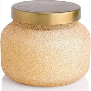 Capri Blue Signature Glam Jar Candle Long Lasting Soy Wax Blend Glitter Candles for Home Scented with Luxury Holiday Scents Pumpkin Dulce 19 oz Round Chic Glass with Lid Burns Up to 85 Hours