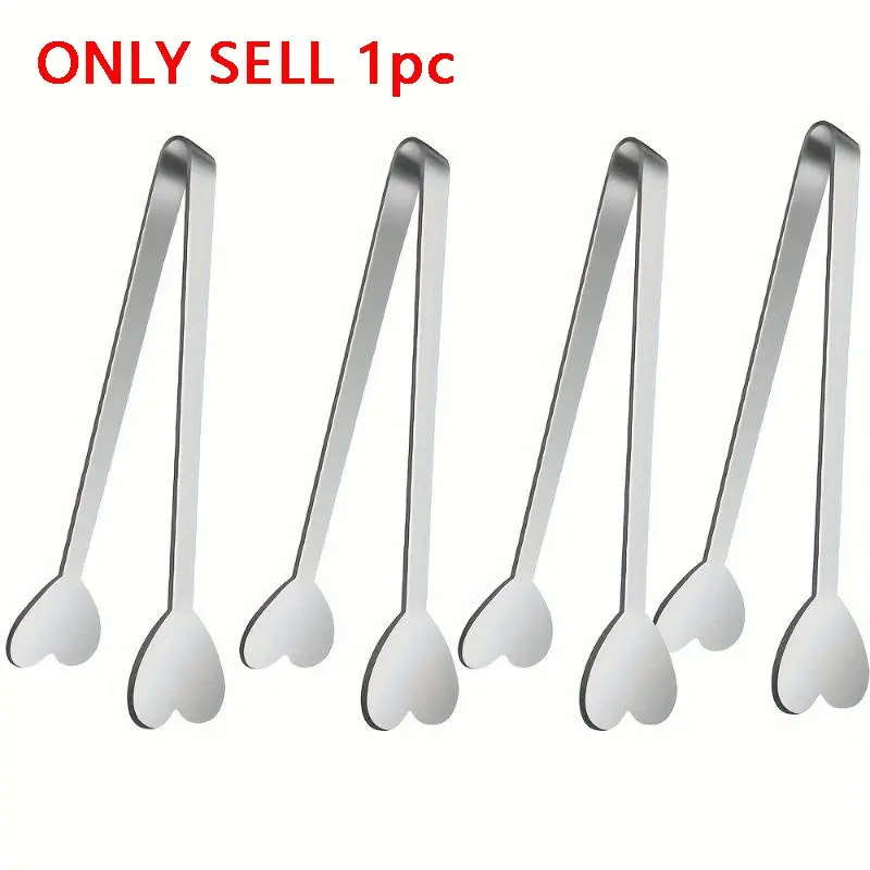 Heart Shaped Mini Tongs - Stainless Steel Small Tongs for Serving Food, Cooking, Appetizers, Ice Cubes, Fruits, and Sugar - Cute Love Design - Perfect for Kids, Utensils, Kitchenware