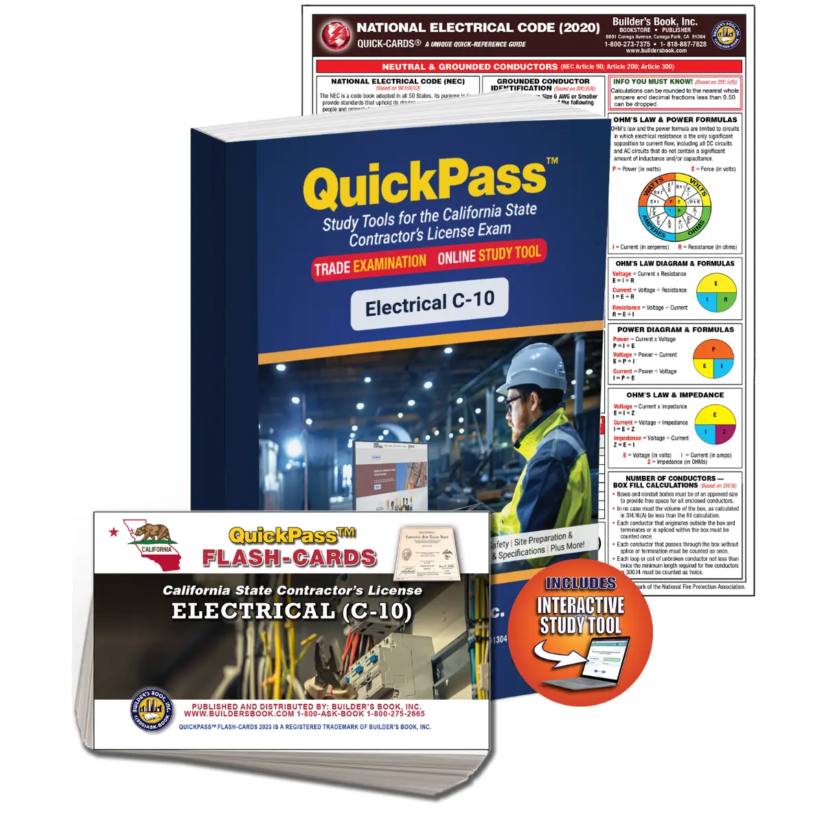 California C-10 Electrical License Examination QuickPass Study Guide Combo (Includes: Study Guide, Online Access Key, Flash-Cards and Quick-Card)