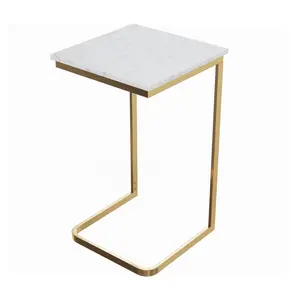Lavish Home C-Shaped End Table Mango Wood Sideable