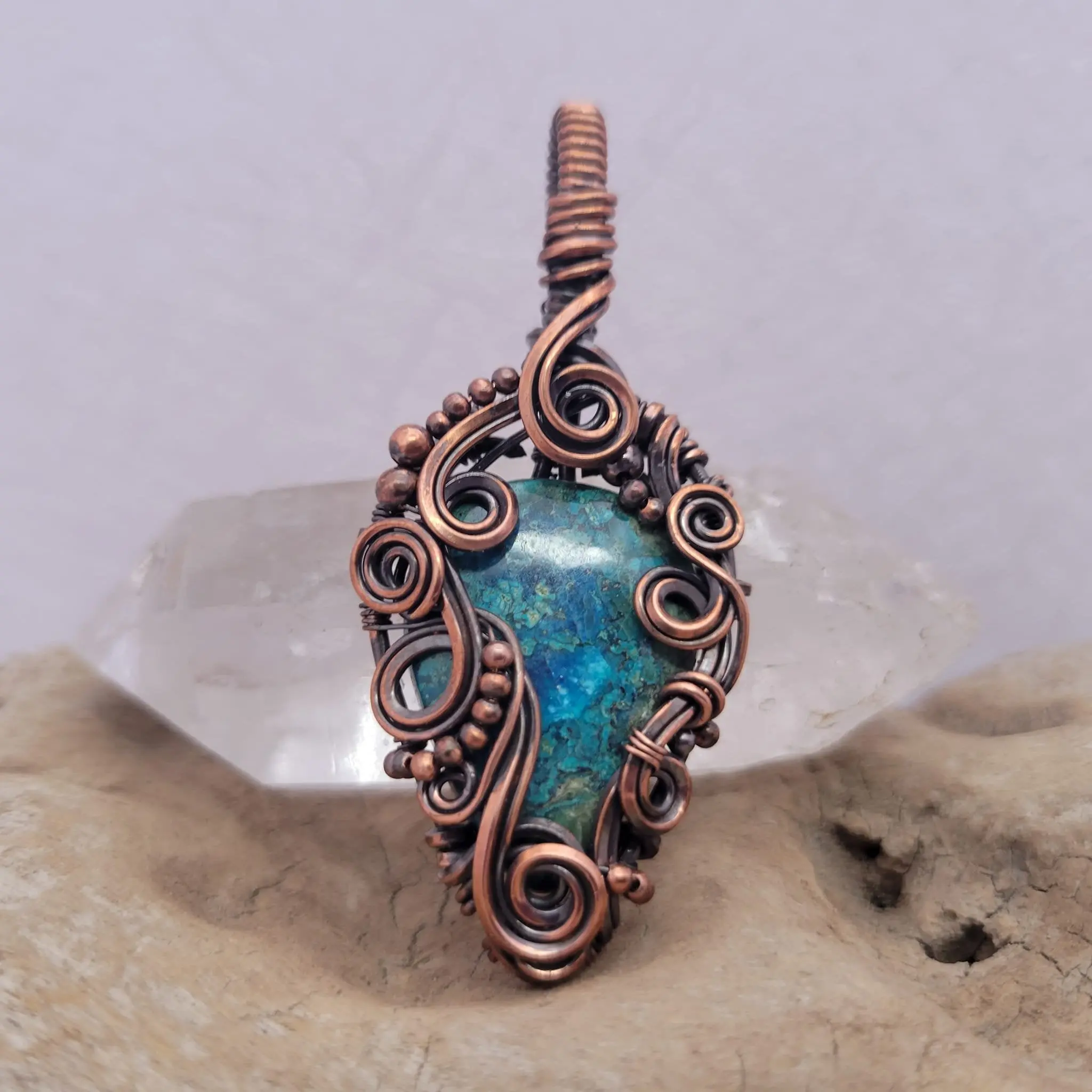 Handcrafted Shattuckite Copper Pendant Necklace