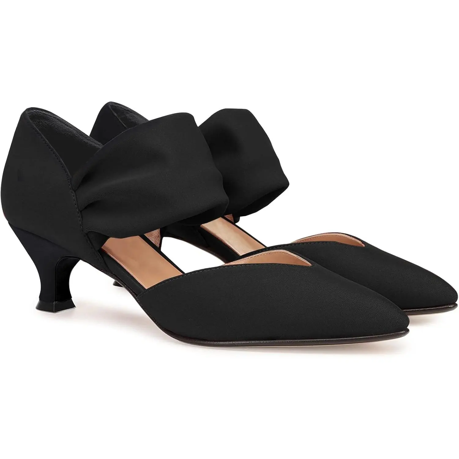 Coutgo Women's D'Orsay Kitten Heels with Ankle Strap - Pointed Toe Pumps for Business, Casual & Wedding Wear, Heels For Women, Slip On, Shoes For Women, Minimalist