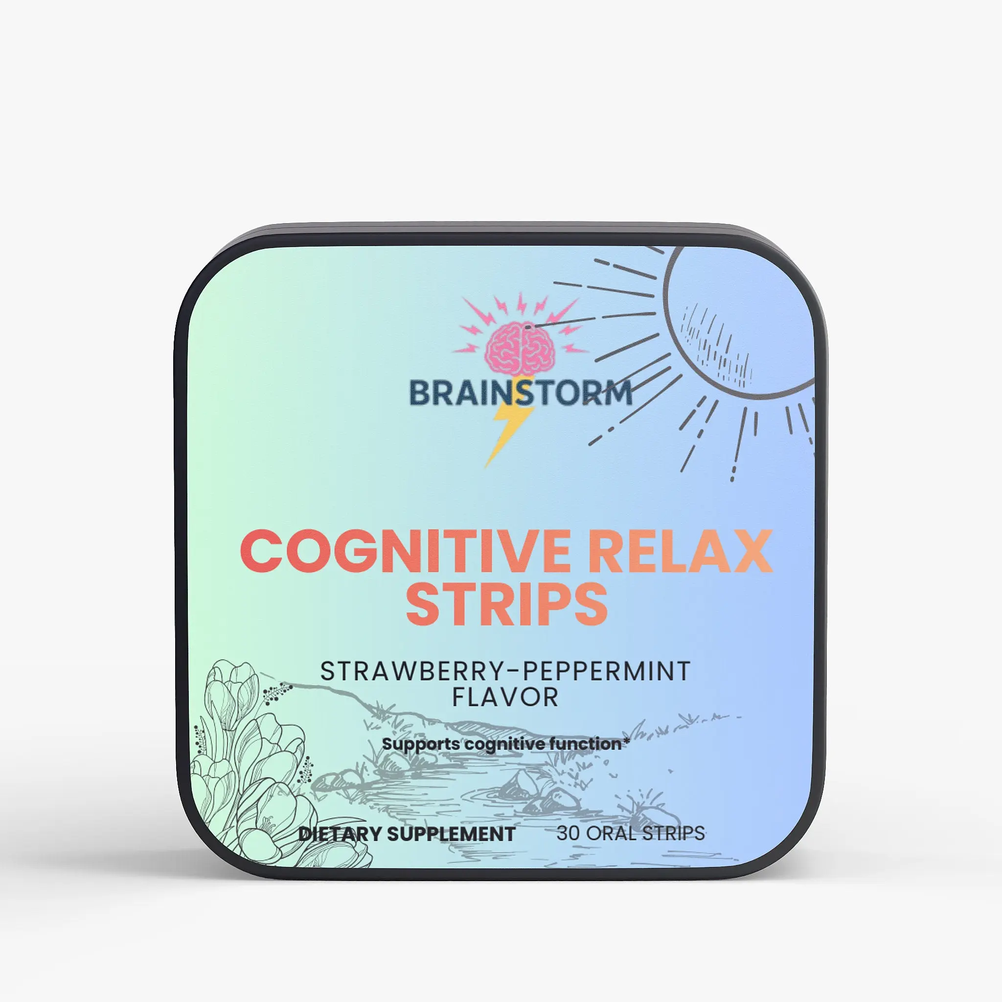 Strawberry-Flavored Fast-Dissolve Oral Strips, 30 Pieces Fast-Dissolving Format No-Water Supplement, 33g Fruity Mint Natural Vitamin Dietary Aid with Acid for Brain Health & Cognitive Balance Support