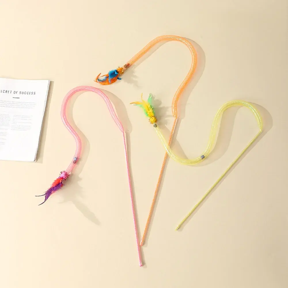 Snake Cat Teaser Wand Toy - Non-Toxic Worm-Shaped Interactive Toy with Catnip Balls, Feather for Kittens, Cats, Non-Toxic Interactive Toys, Worm-Shaped Interactive Toys