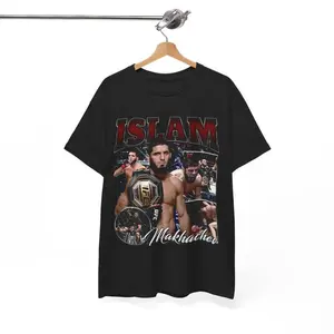 Ilam Makhachev High Quality T Shirt, Fan Dagestan Fighter Pound for Pound Champion Vintage Design, Cotton Knit Top Womenswear