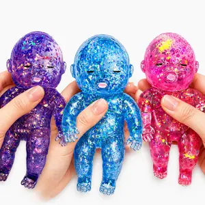 Mega Glitter Baby Squishy Toy, Mega Glitter Slow Rising Squeeze Toy for Stress Relief, Soft Sensory Fidget Toy for Kids & Adults, Cute Stretchy Collectible Sparkly Squishies
