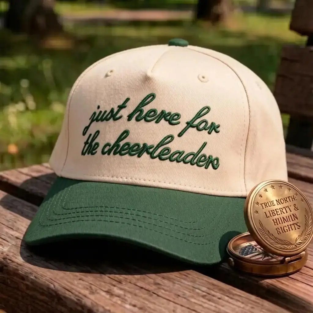 "Just Here for the Cheerleaders" Embroidered Sports Fan Dad Hat - Vintage Adjustable Baseball Cap, Funny Football Game Day Accessory, Gift for Men and Women
