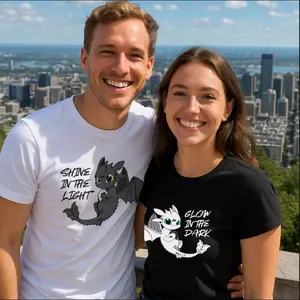 #Toothless Couple TShirts , Glow in the Dark Matching Dragon Tees, How to Train Your Dragon Gift for Him & Her