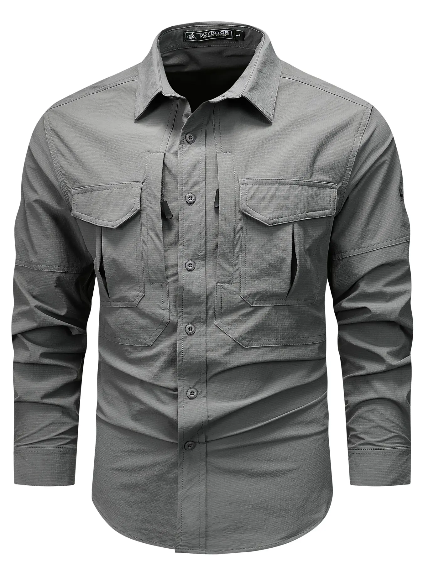 New Spring Quick-Dry Breathable Long Sleeve Shirt, Outdoor Thin Sun Protection, Fishing Hiking Cycling Sport, Nylon Fabric Basic Casual Solid Shirt