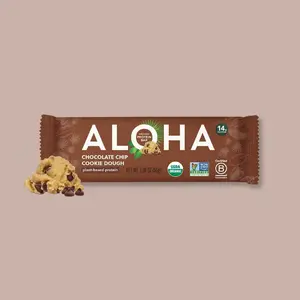 ALOHA - Chocolate Chip Cookie Dough - Protein Bars - 12-count - 14g of plant-based protein - 5g of sugar